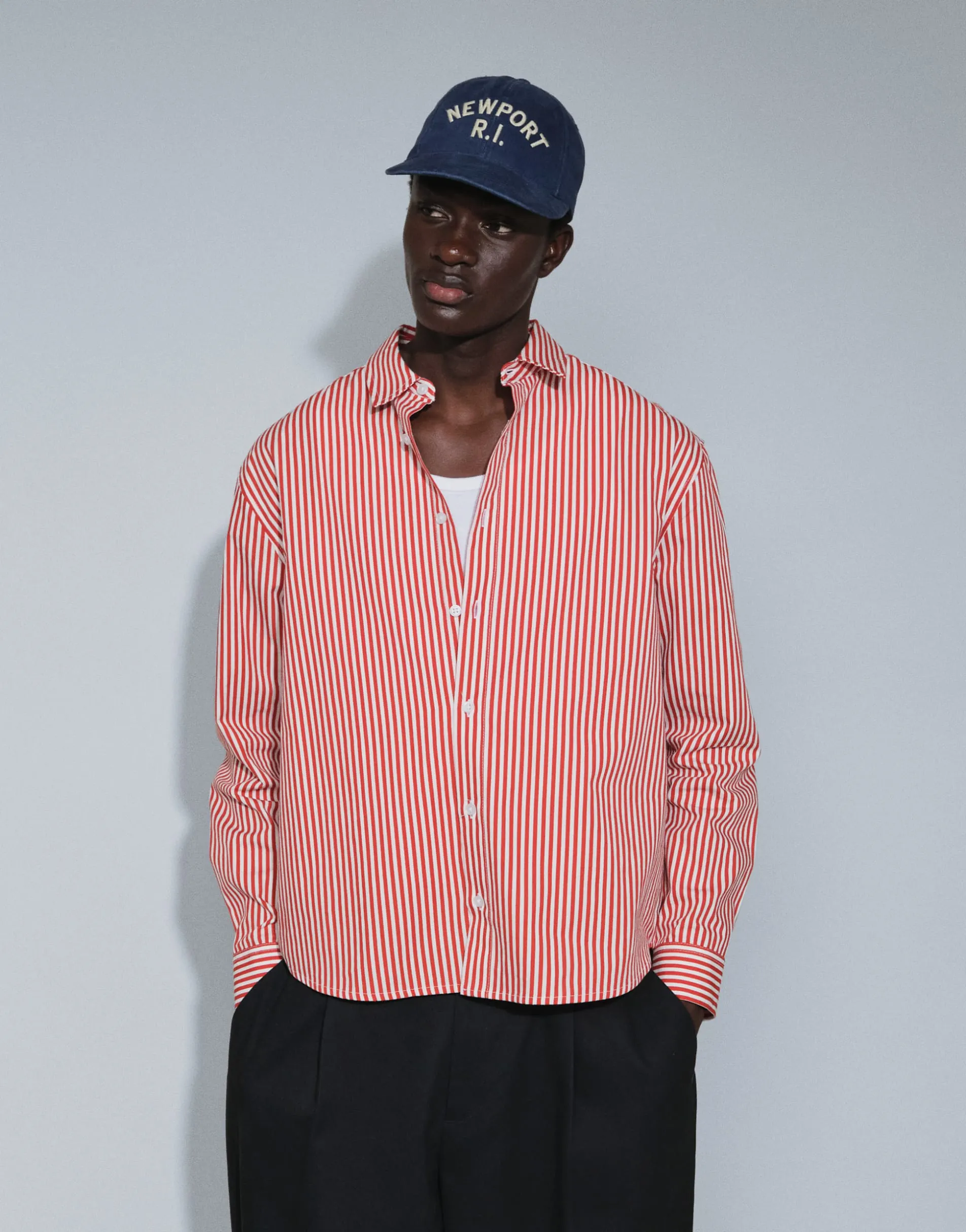 ASOS DESIGN relaxed poplin stripe shirt in red