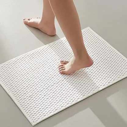 TYUU Bathroom Rugs Non Slip Washable, Super Absorbent Thin Bath Mat Small Quick Dry Low Pile Bathroom Rug, White 16"x24" TYUU Bathroom Rugs Non Slip Washable, Super Absorbent T…
