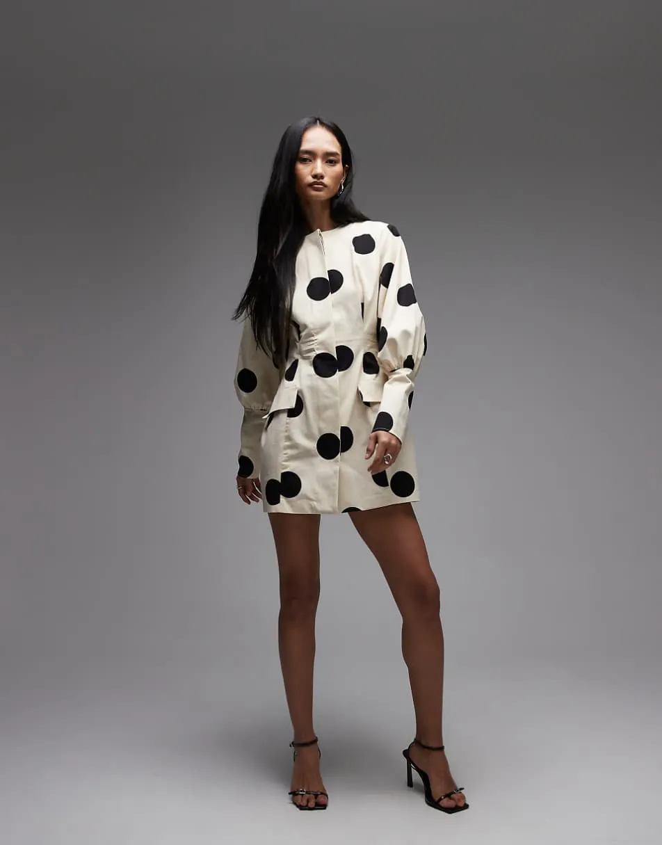 ASOS DESIGN button down blazer structured mini dress in polka dot
