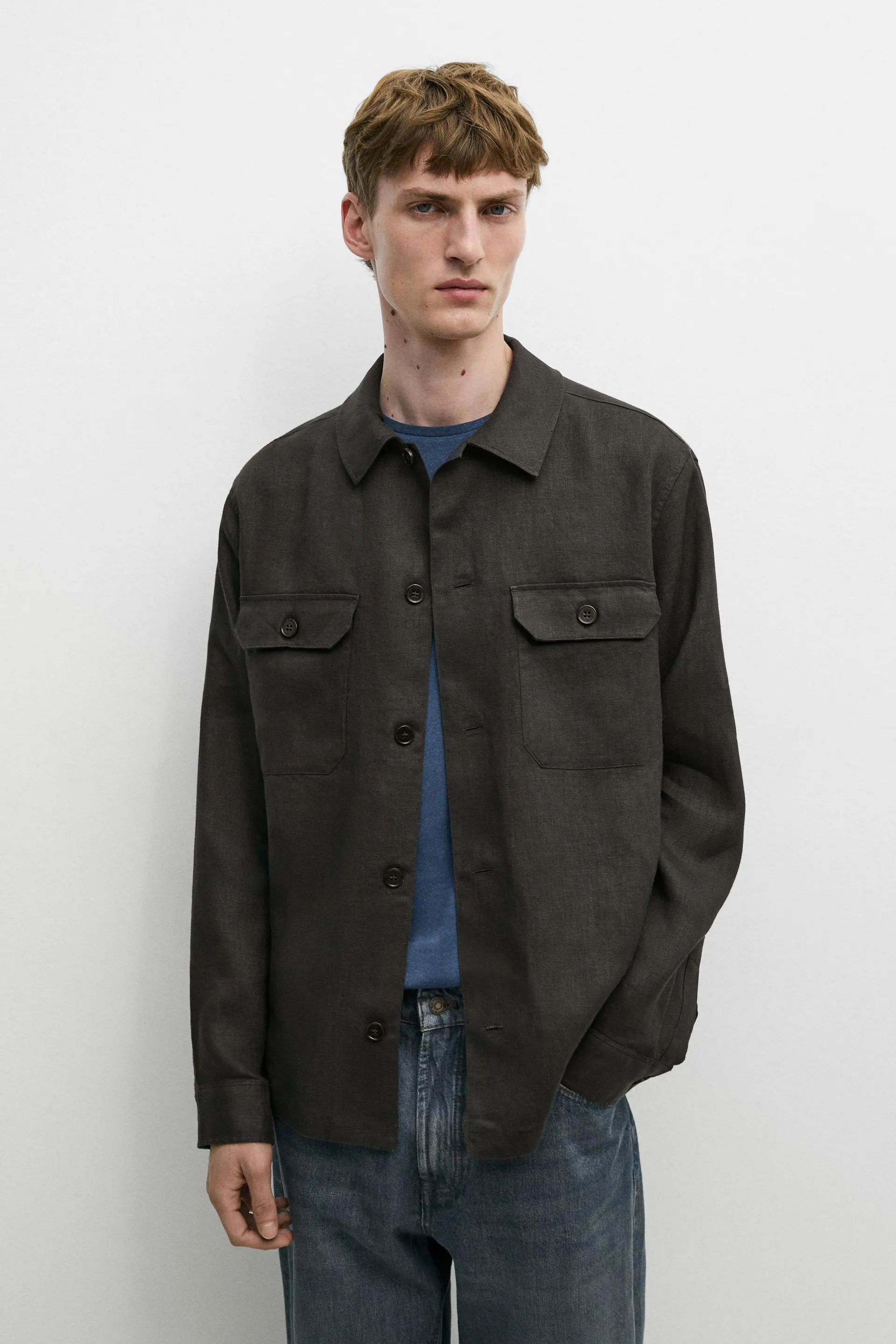 Total look linnen overshirt met zakken
