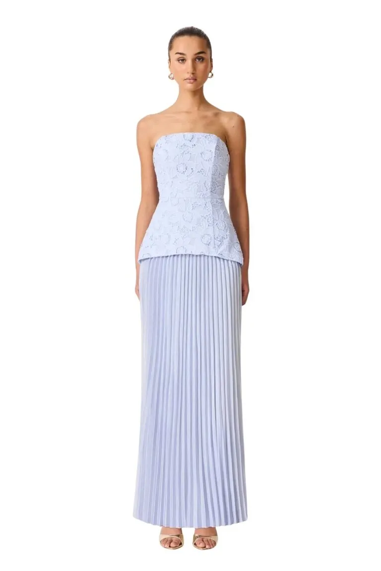 Lacy Strapless Gown - Blå