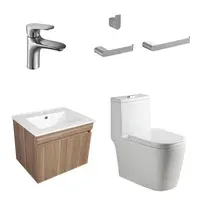 Combo Sanitario Granada, Mueble De Baño Amaretto, Grifería Monocontrol y Accesorios Niquel