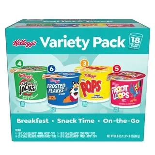 Kellogg's Cereal Cups, Variety Pack, 18-count