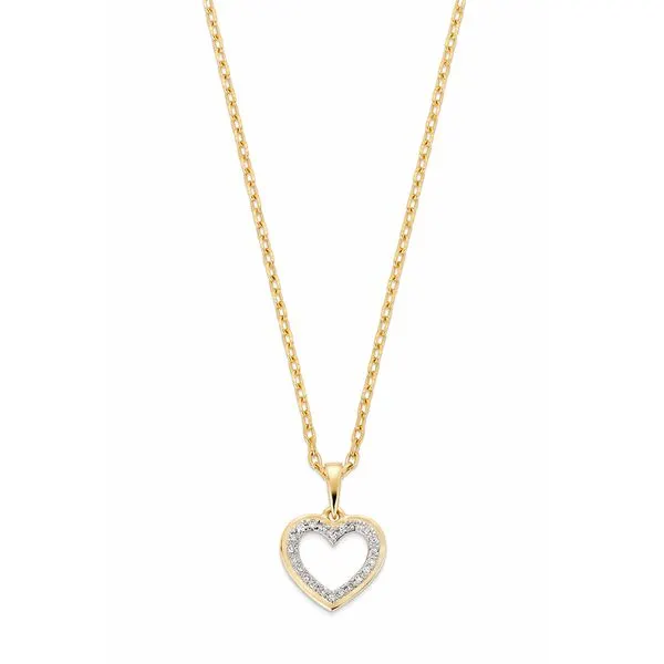 Diamantsmykke Hjerte 375 Gult Gull 0,05 ct