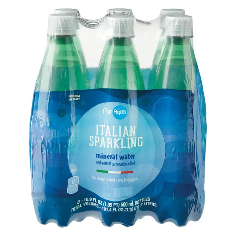 Puraqua Italian Sparkling Mineral Water, 6 pack