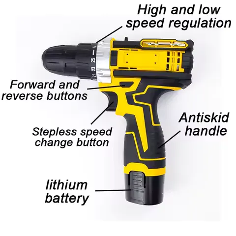 Multifunctional Lithium Electric Drill Set Handheld Screwdriver Tool Kit with Accessory Box for Home Improvement
