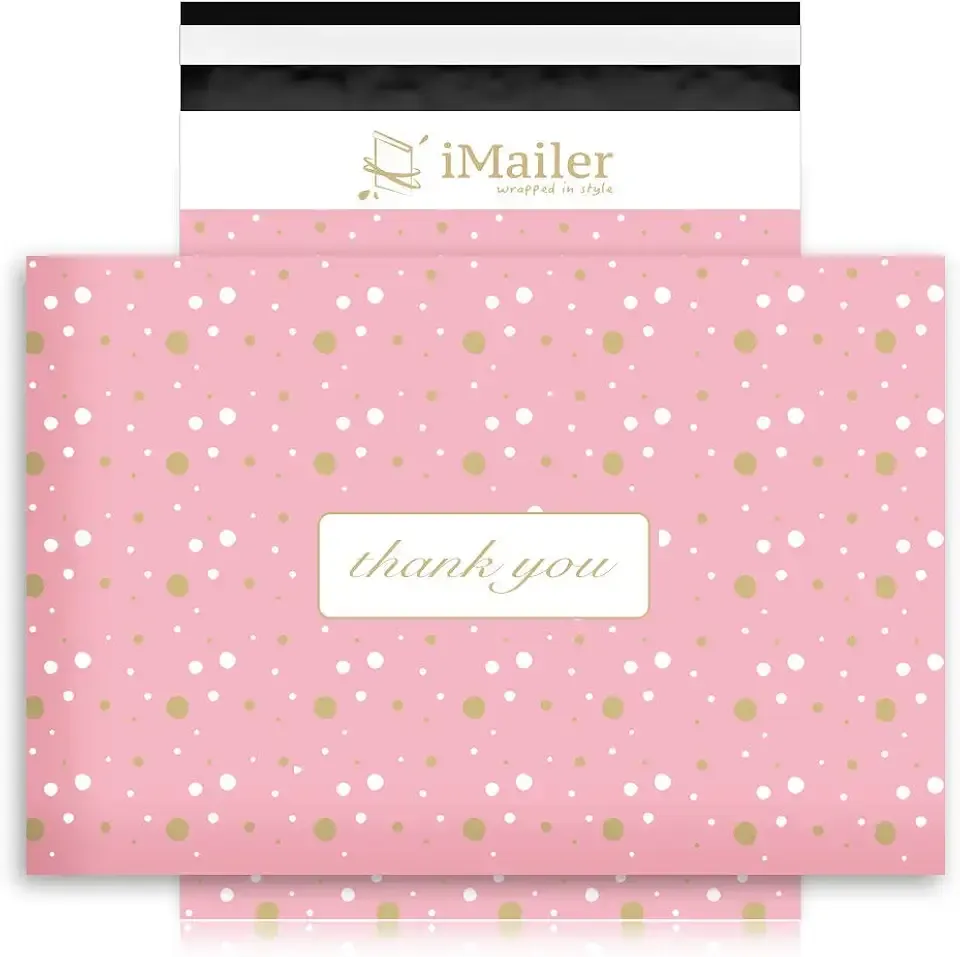 200 Count - 6x9 inch, Pink Polka Dot - Thank You Poly Mailer Envelope, Mailing Shipping Bags with Self Seal Strip