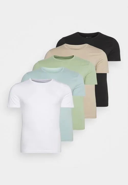 5 PACK - T-shirts - white/beige/black