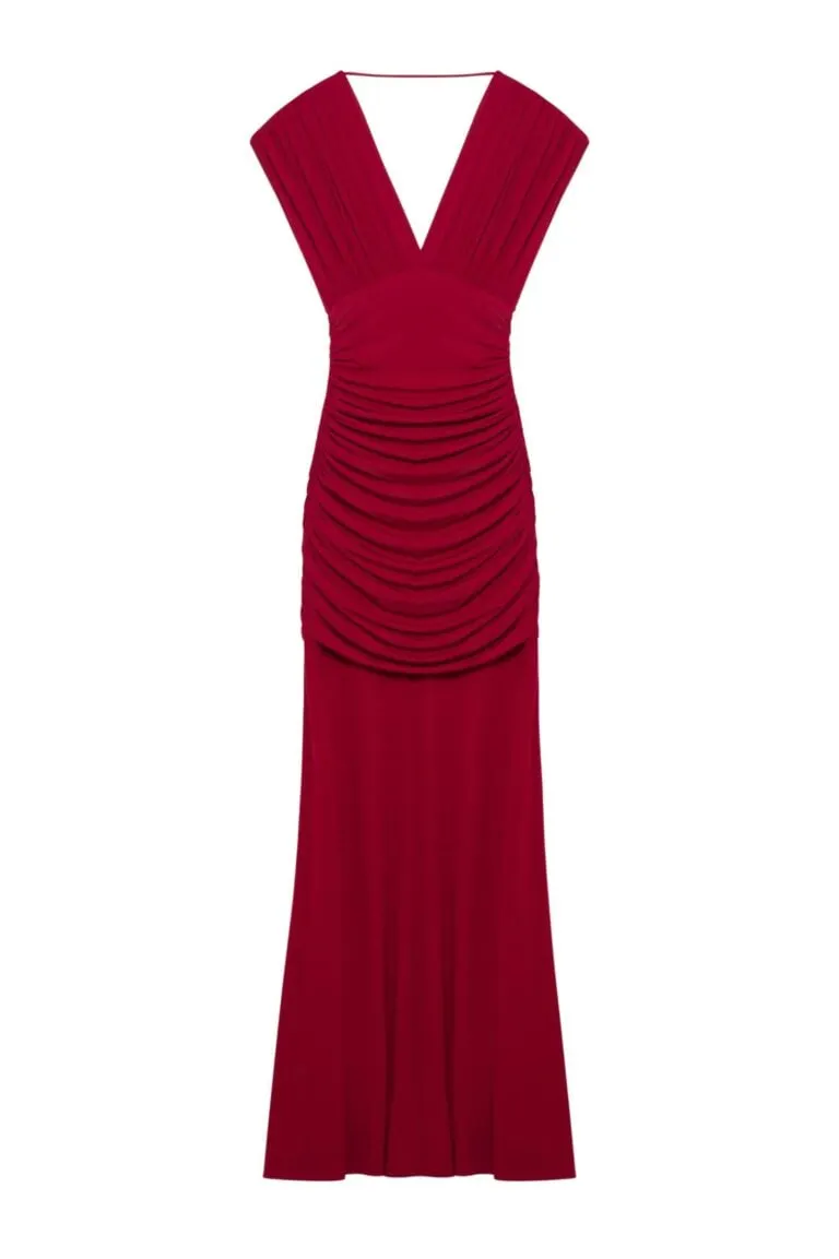 Norvelle Draped Jersey Gown - Rød