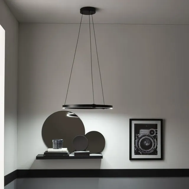 Lámpara de techo colgante de aluminio negra ø56 cm Cassini INSPIRE 3 luces LED CTT 4350 lm con altura regulable y mando a distancia