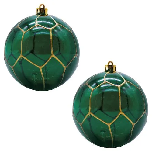 Enchanted Forest® 100mm Transparent Dark Green Pentagon Shatterproof Ornaments - 2 Pack
