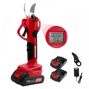 Forbici da potatura elettriche brushless 300W – 3 modalità + 2 batterie – Tagliasiepi senza fili per giardinaggio, fai da te e uso professionale