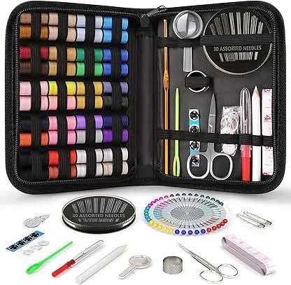 Coquimbo Sewing Kit Christmas Gifts for Grandma, Mom, Traveler, Adults, Beginner, Emergency, DIY Sewing Supplies Organizer Filled with Scissors, Thread, Sewing Needles, Tape Measure etc (Black, L) Coquimbo Sewing Kit Christmas Gifts for Grandma,…