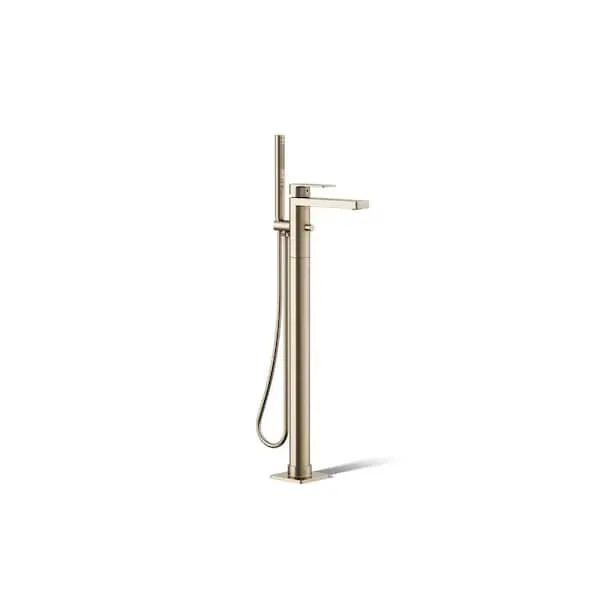 Parallel 1 Handle Floor Mount Freestanding Tub Faucet with Hand Shower in Vibrant Brushed Bronze