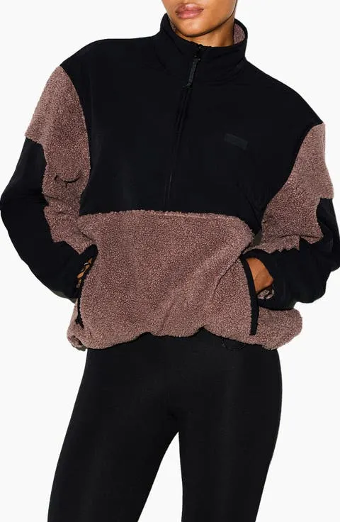 Faux Shearling Half Zip Pullover (Regular & Plus)