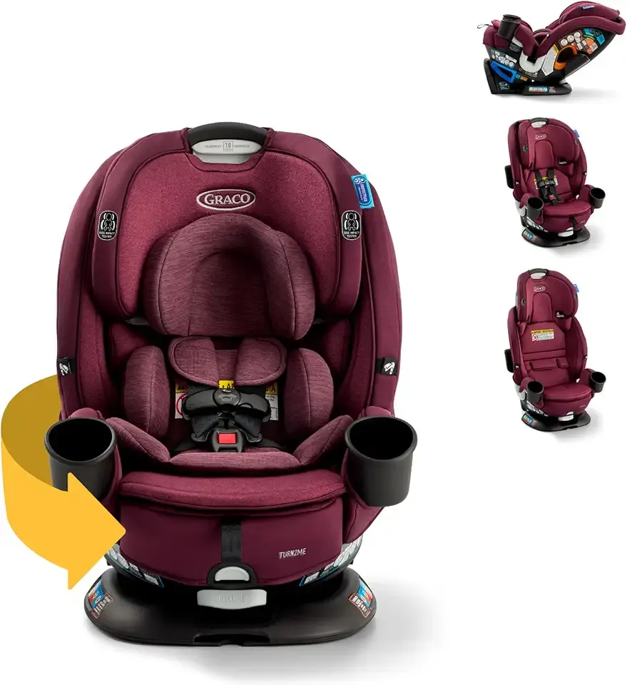 Graco Turn2Me 3-in-1 Rotating Convertible Car Seat, London, Rear-Facing Rotation, Forward-Facing Mode, Highback Booster Up to 100 lbs, Adjustable Headrest & Harness, Steel Reinforced Frame