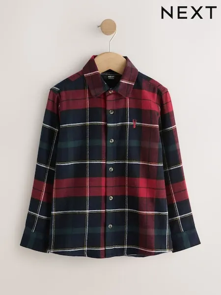 Red/Navy Long Sleeve Christmas Tartan Check Shirt (3-16yrs)