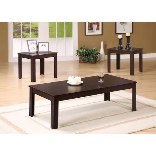 Monarch Specialties Table Set, 3pcs Set, Coffee, End, Side, Accent, Living Room, Laminate, Brown, Transitional