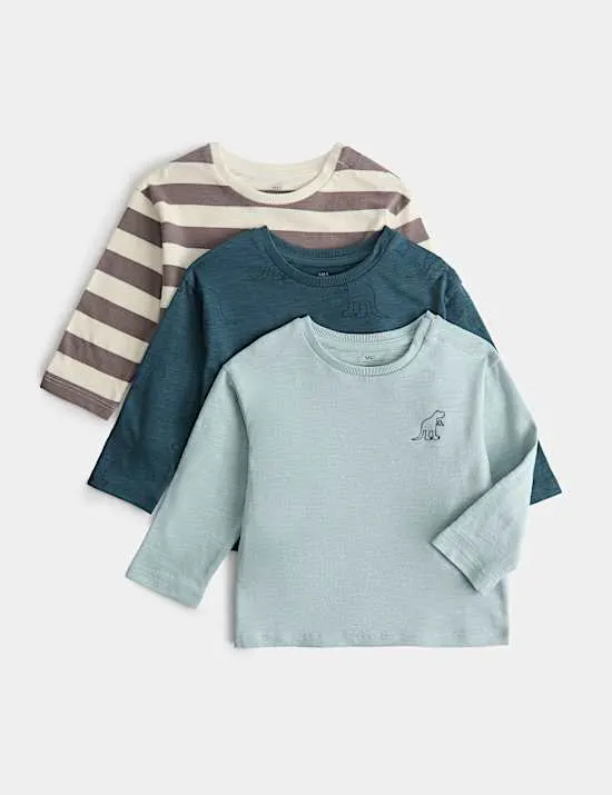 3 Pack Pure Cotton Dino Tops (0-5 Yrs)