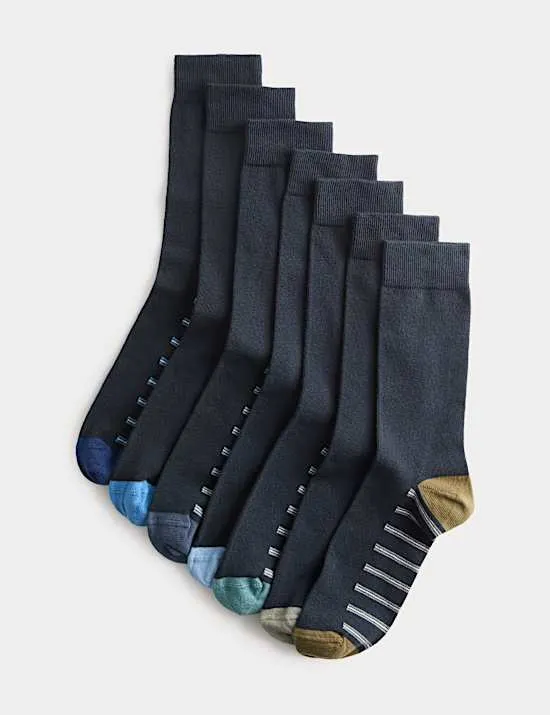 7 Pack Cool & Fresh™ Striped Cotton Rich Socks