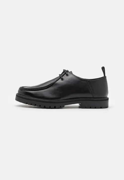 LEATHER - Snøresko - black