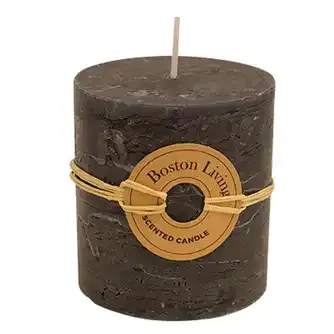 Boston Living Rustic Pillar Candle Warm Charcoal 7x7.5cm