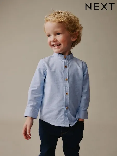 White Long Sleeve Grandad Collar Oxford Shirt (3mths-7yrs)