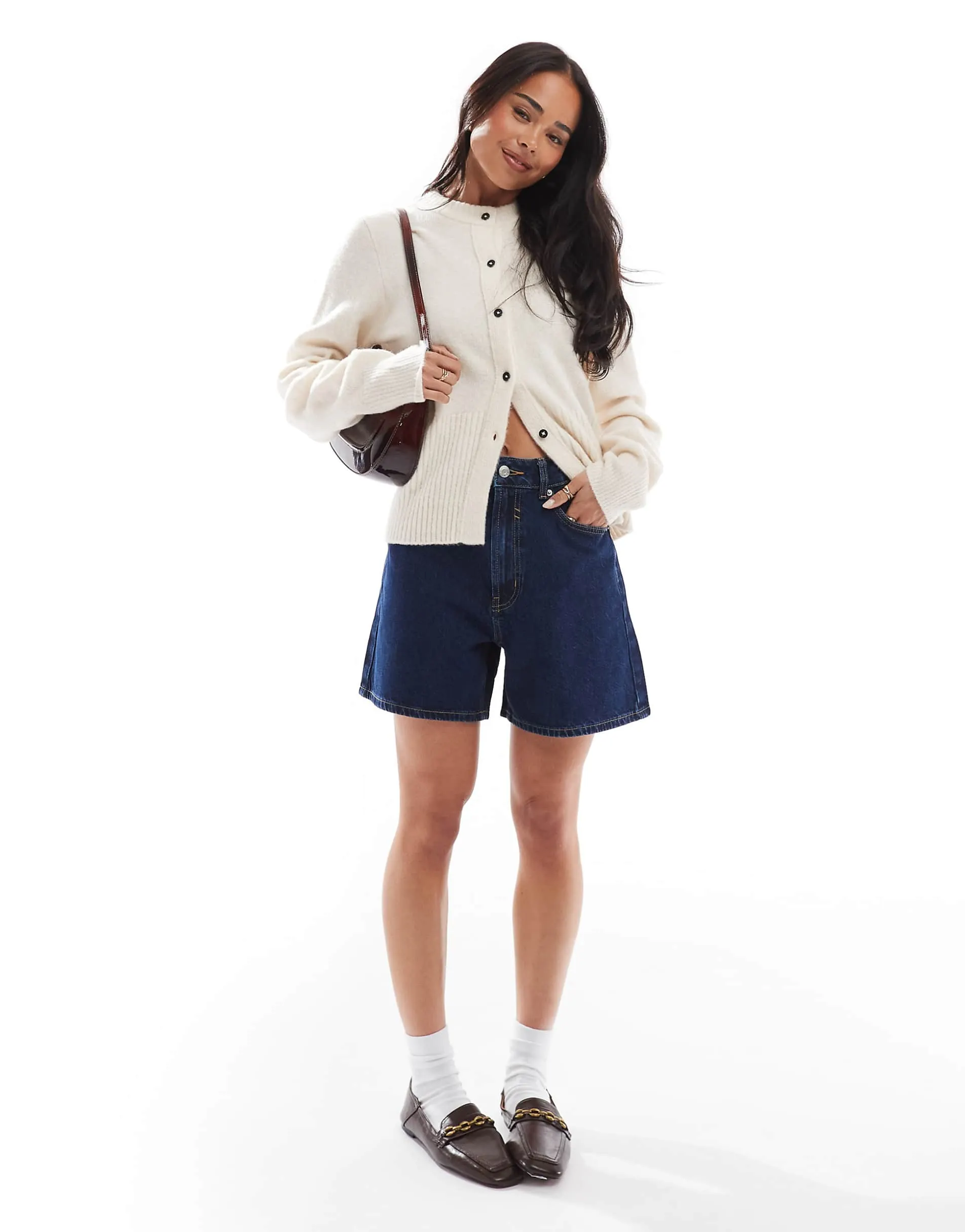 ASOS DESIGN denim dad short in rinse