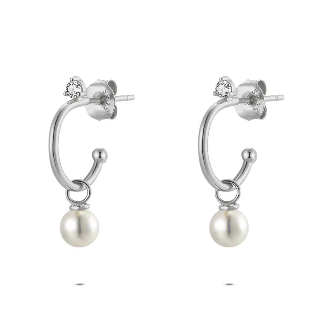 oorbellen in zilver, met parel