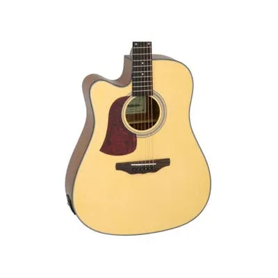 ARIA AD-10CE W/BAG - LEFT HANDED NATURAL DREADNOUGHT CUTAWAY ELECTRIC ACOUSTIC GUITAR