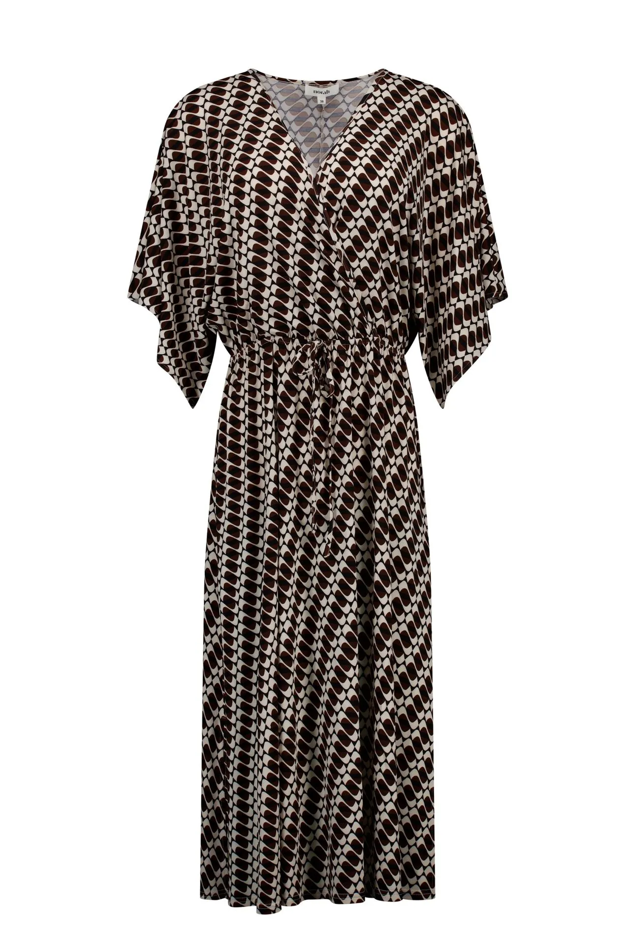 Bruine maxi jurk met grafische print