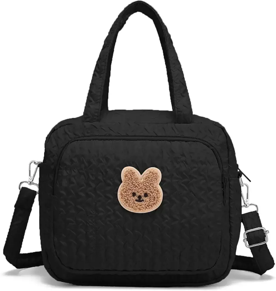 Small Diaper Bag Tote, Crossbody Diaper Bag Mini Purse with 8 Pockets, Travel Baby Bag for boys & Girls, 2 Insulated Pockets, Black