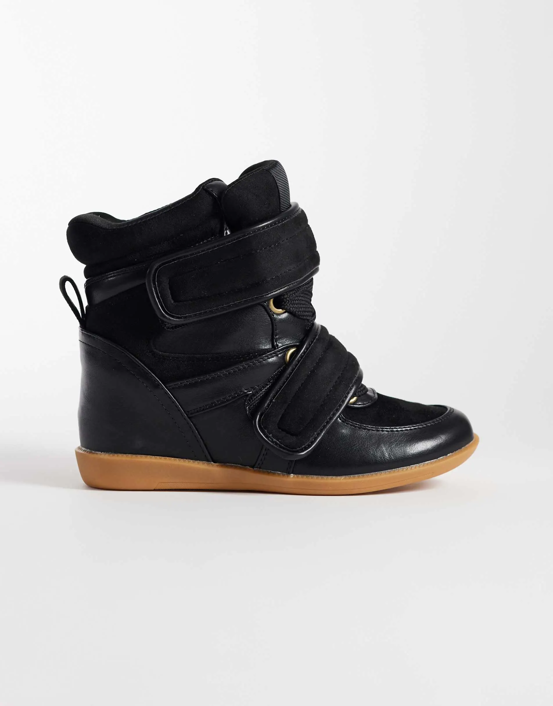 ASOS DESIGN Dahlia high top wedge trainers in black