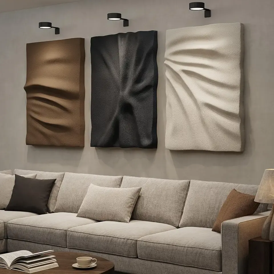Large 3D Textured Wall Art Decor for Living Room, 3 Piece Modern Neutral Abstract Carved Artwork for Walls, Black and White Brown Minimalist Pictures Wall Decor for Hallway, Dining Room Home Decor, 24x36 In