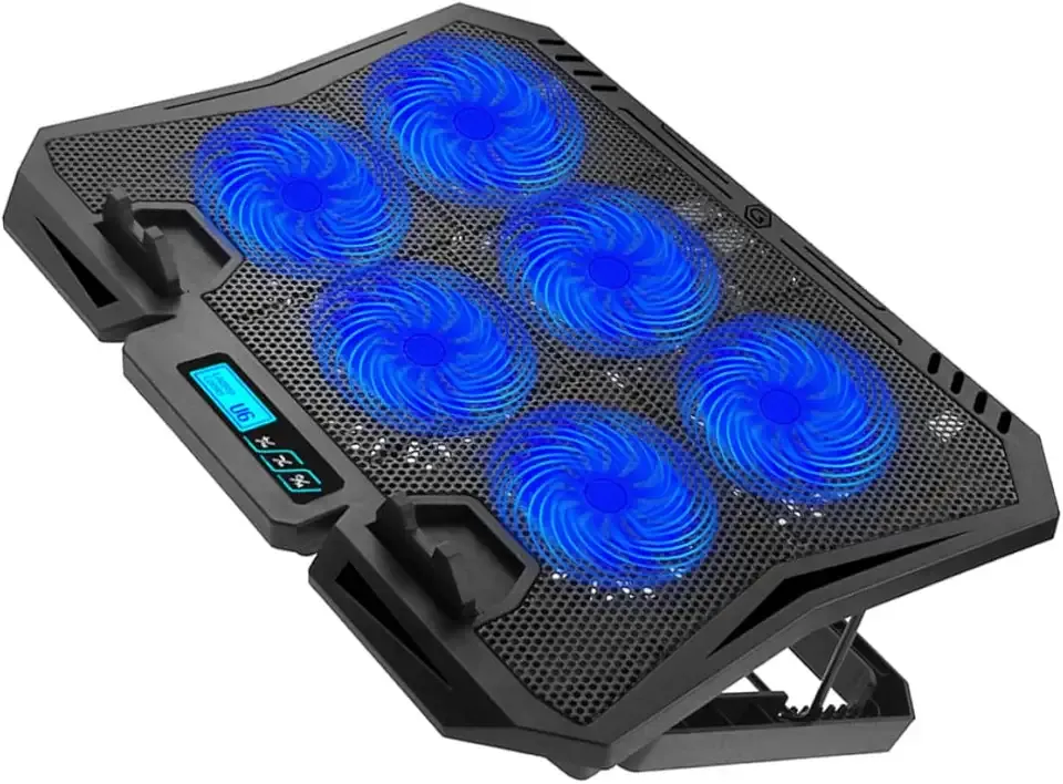 Laptop Cooling Pad with Variable Rate Fan 15.6-inch Silent Cooling Stand for Gaming and Office Laptops with Blue LED Light