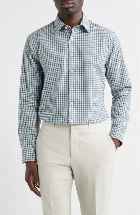 Ashborne Signature Trim Fit Cotton Check Dress Shirt