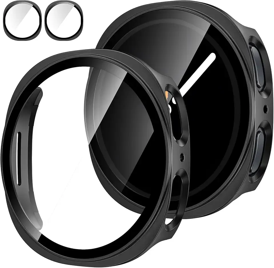 Tensea [2Pack for Samsung Galaxy Watch 8 2025 Screen Protector Case 40mm Accessories, Protective Face Cover for 40 mm, Hard Bumper Built-in Tempered Glass Film for Women Men