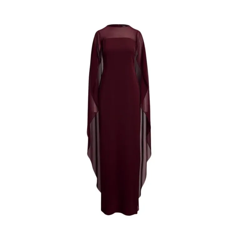Cape Georgette Gown - Rød