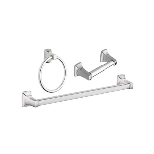 Adler 3-Piece Bathroom Accessory/Hardware Set (Paper Holder, Towel Ring, 18-in Towel Bar) in Chrome