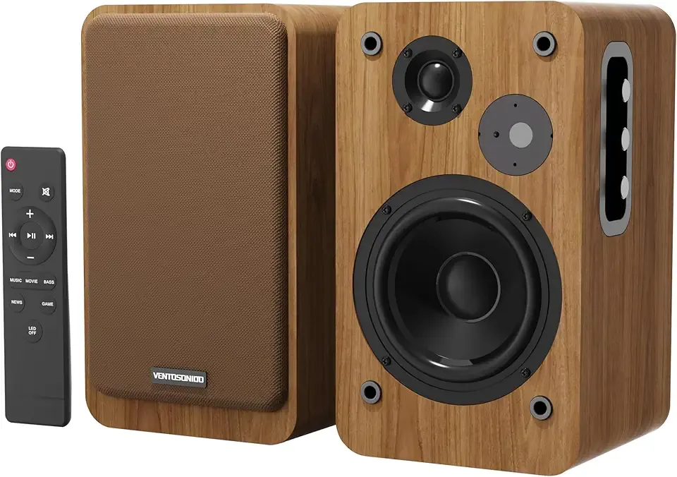 Powered Bookshelf Speakers - Studio Monitor Bookshelf Speakers 36W RMS - Active Bookshelf Speakers,BT 5.4 Wireless Speakers USB Digital Audio Studio Monitors Compatible with Turntable,Record Player,PC