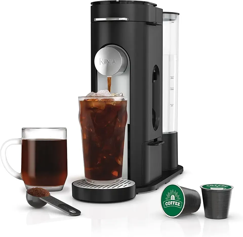Ninja PB040C Single Server Coffee Maker, Compatible with 62oz K-Cup Pods, Iced Coffee Reservoir, Black (Renewed)