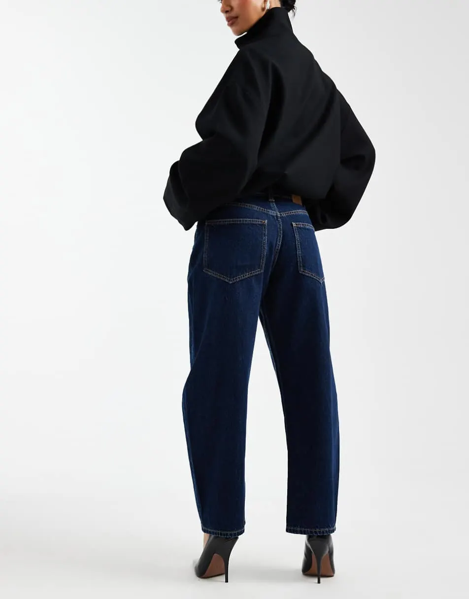 ASOS DESIGN Petite slim barrel jeans in rich rinse wash