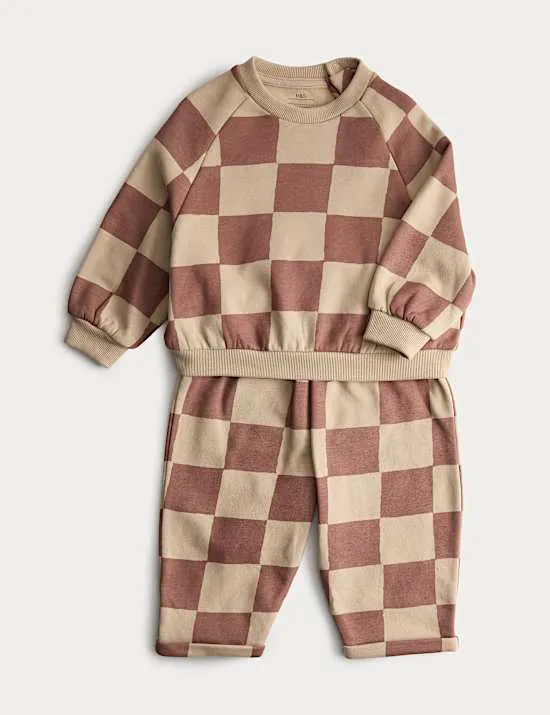 2pc Checked Sweatshirt & Joggers Outfit (0-6 Yrs)