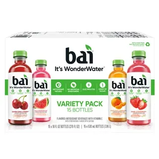 Bai Antioxidant Beverage, Fruit Variety Pack, 18 fl oz, 15-count