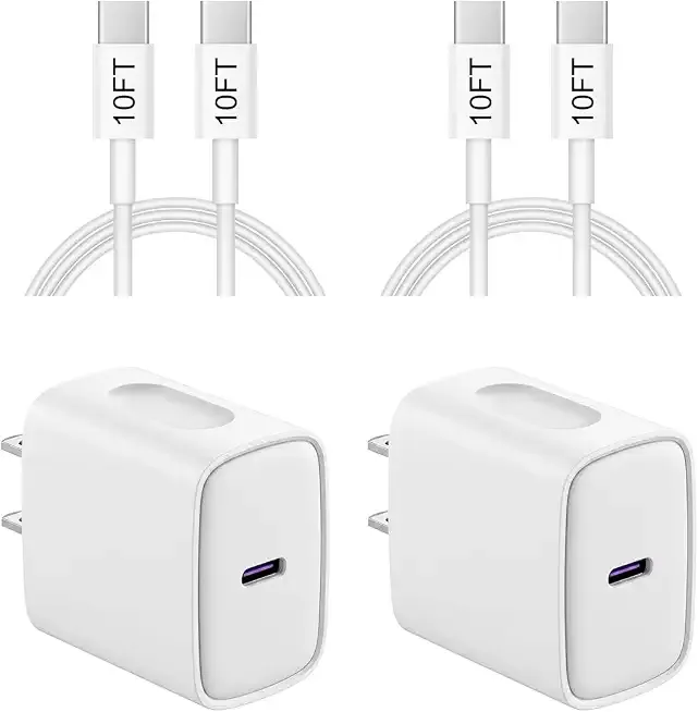iPhone 17 16 15 Charger Fast Charging 10FT - 20W USB C Charger Block | with 10FT Extra Long Type C to C Cable Compatible with iPhone 17/17 Pro/17 Pro Max/Air/16/16e/15, iPad Pro, iPad Air (White)