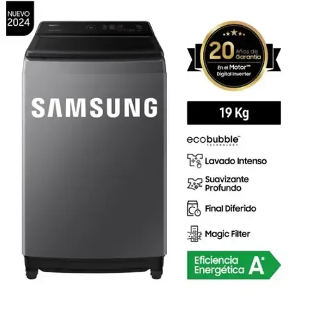 Lavadora Samsung WA19CG6441BDPE EcoBubble™ 19Kg - Gris Oscuro