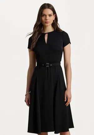 BELTED GEORGETTE DRESS - Cocktailkjole - black