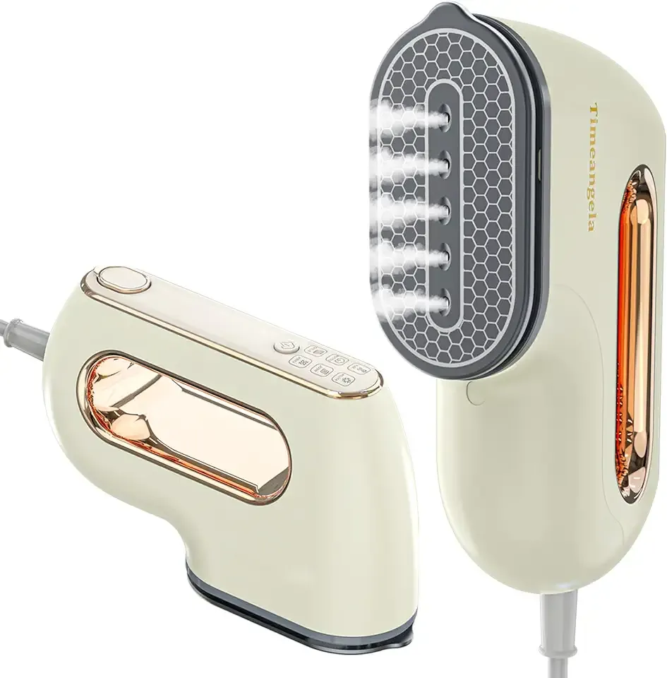 Portable Travel Steamer Iron for Clothes: Mini Handheld Garment Steam Ironing Machine for Clothing - Professional Small Size Hand Held Traveling Fabric Steamers for Wrinkle on Dress Shirt (Beige)