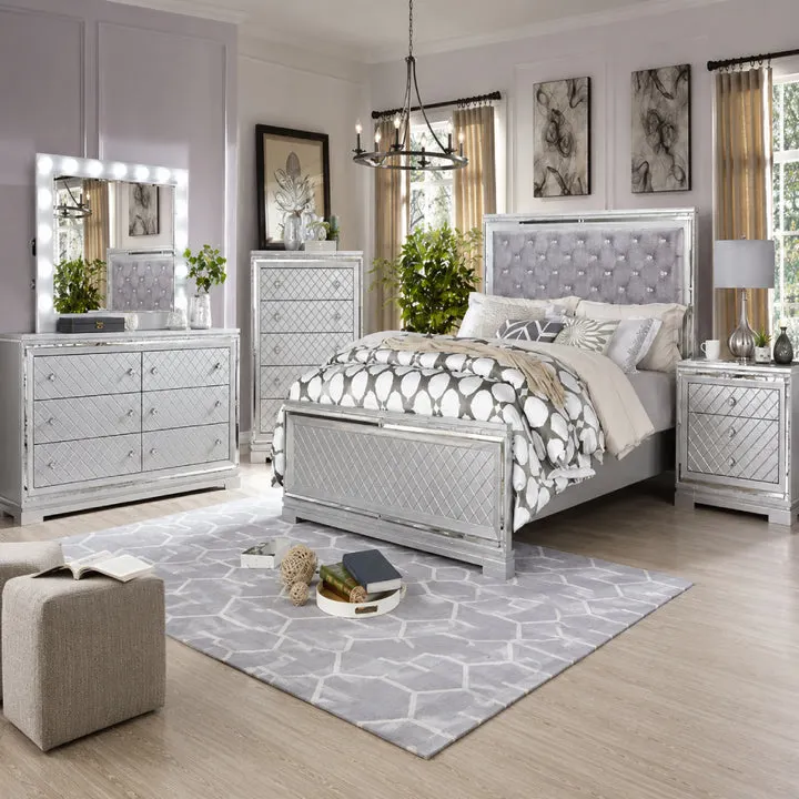 Belleterre Queen Bedroom Set (4-Piece) by Furniture of America - Silver