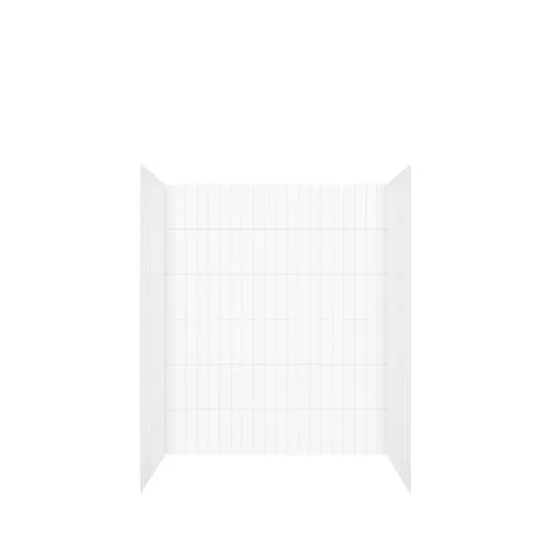 Versaline 60L x 36W x 72H-inch 4-Panel Alcove Shower Wall or Tub Surround Kit in Matte White Vertical Tile (Cut-to-Fit, Glue-Up)